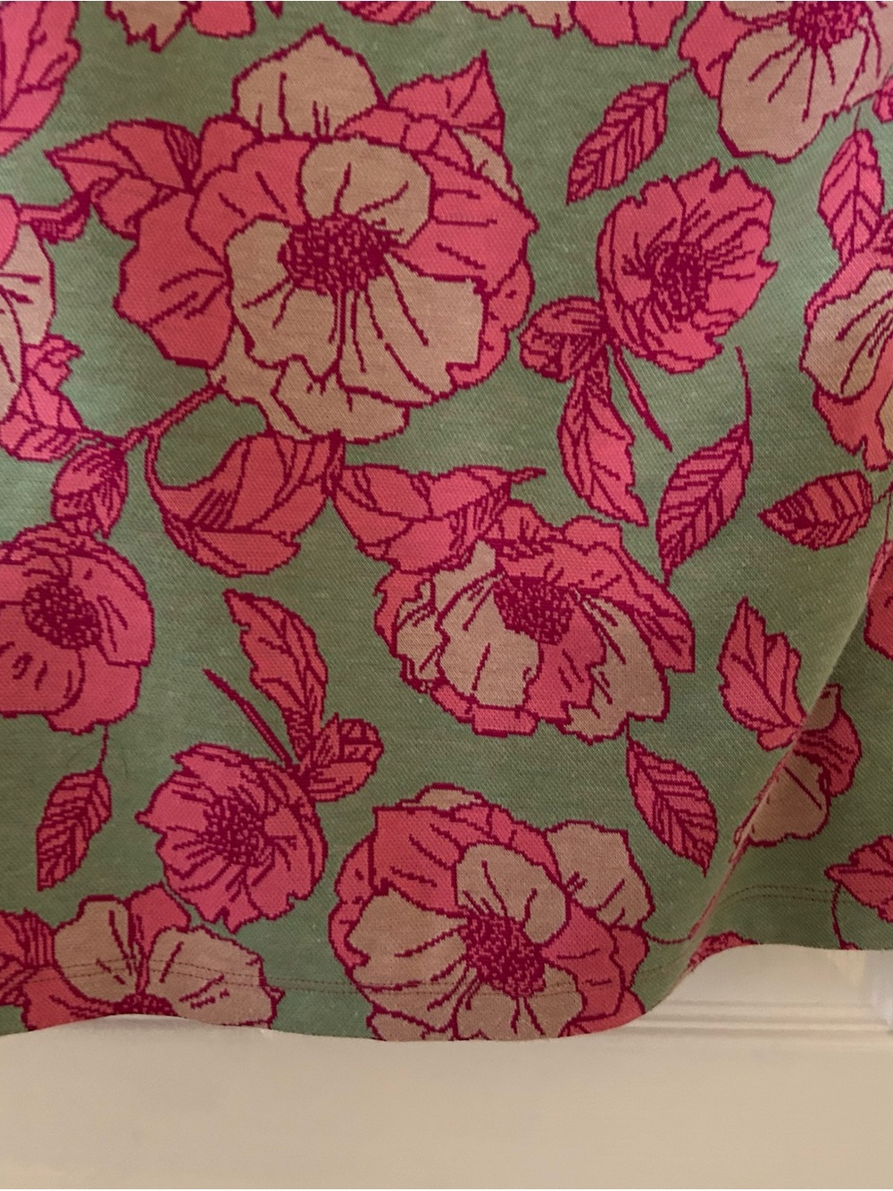 Maeve Anthropologie Floral Jacquard Sz M Quarter Zip Polo Top Pink Green Preppy - Picture 13 of 13